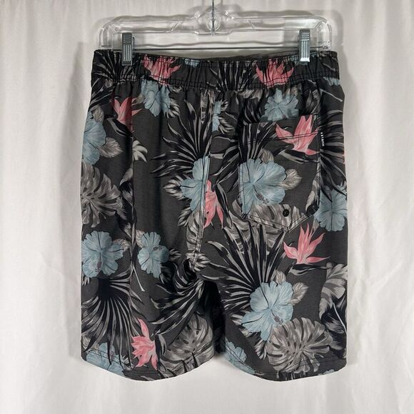 Hurley Board Shorts Men's Medium Grey Hawaiian Pull On Drawstring Pockets Lined - Picture 5 of 8